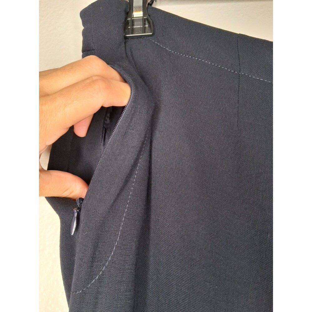 Escada Womens Navy Blue Virgin Wool Stretch Pants Size 44 Office Career - Picture 7 of 16